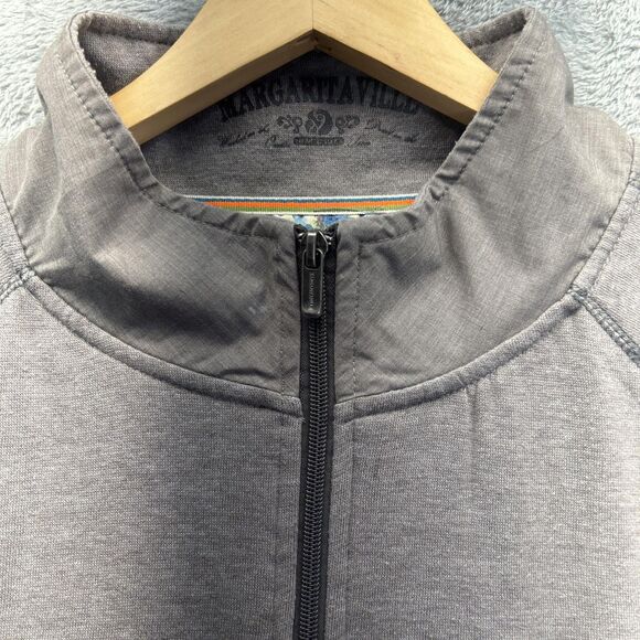 Margaritaville Sweatshirt Mens 2XL Gray Quarter Zip Mock Neck Pullover Pockets - Picture 11 of 11